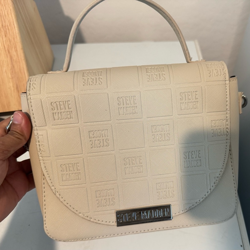 Steve Madden Cream Mini Bag with Embossed Pattern